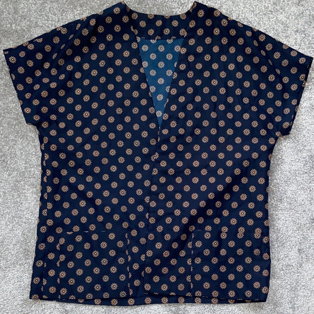Navy Blue Floral Women's Top